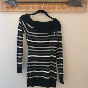 Gray/White/Black Striped Sweater